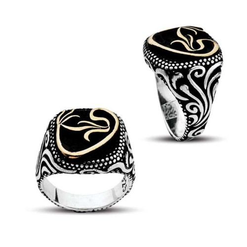 Arapça Vav Harfli Taşsız Gümüş Erkek Yüzüğü - CNG Jewels