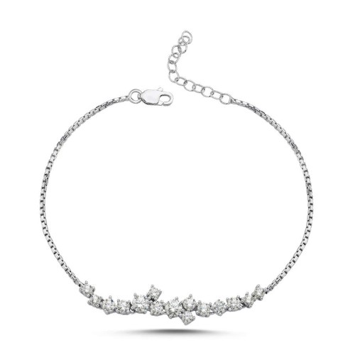 Asimetrik Sıralı Taşlı Kadın Gümüş Bileklik - CNG Jewels (1)