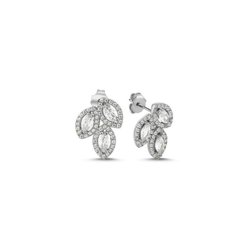Asimetrik Tria Markiz Gümüş Kadın Küpe - CNG Jewels