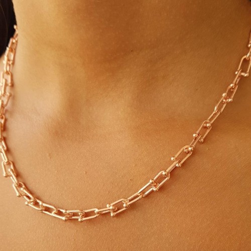 Ataş Halkalı Kalın Zincir Rosegold Gümüş Kadın Kolye - CNG Jewels (1)
