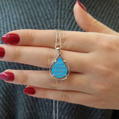 Ayet-el Kursi ve Nazar Ayetli Çift Taraflı Gümüş Kadın Kolye 