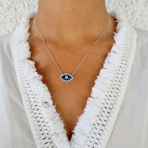 Badem Cam Göz Gümüş Kadın Kolye - CNG Jewels (1)
