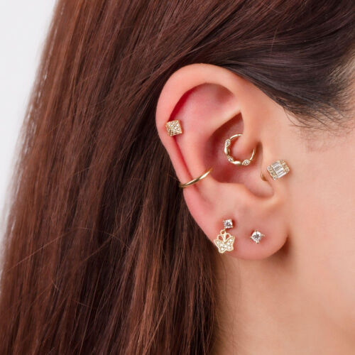 Baget Taşlı Altın Tragus Piercing - CNG Jewels (1)