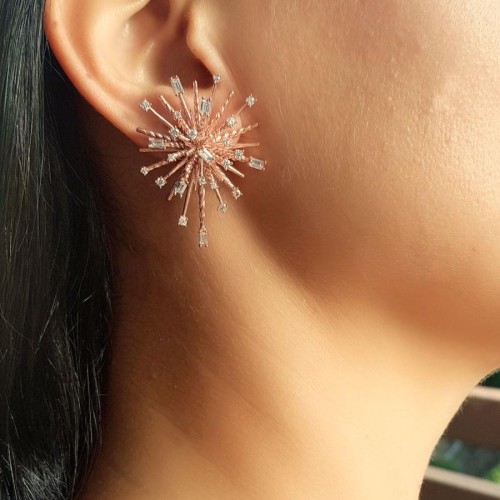 Baget Taşlı Galaksi Rosegold Gümüş Bayan Küpe - CNG Jewels (1)