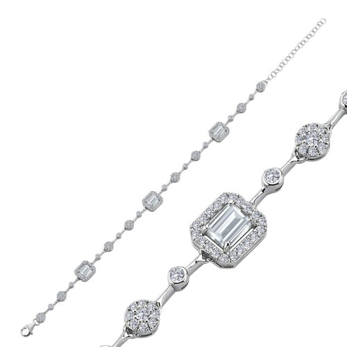 Baget Taşlı Işık Seli Kadın Gümüş Bileklik - CNG Jewels