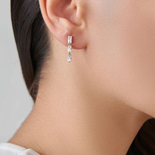 Baget Taşlı Suyolu Gold Gümüş Bayan Küpe - CNG Jewels