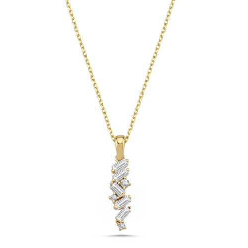 Baget Taşlı Zikzak Tasarım Altın Kolye - CNG Jewels