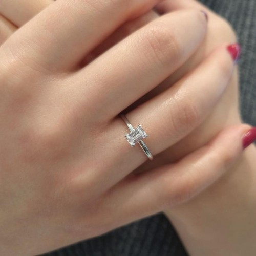 Baguette Solitaire Silver Women's Ring - CNG Jewels