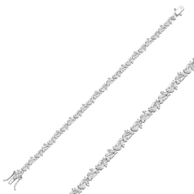 Baget Trapez Gümüş Suyolu Bileklik - 1