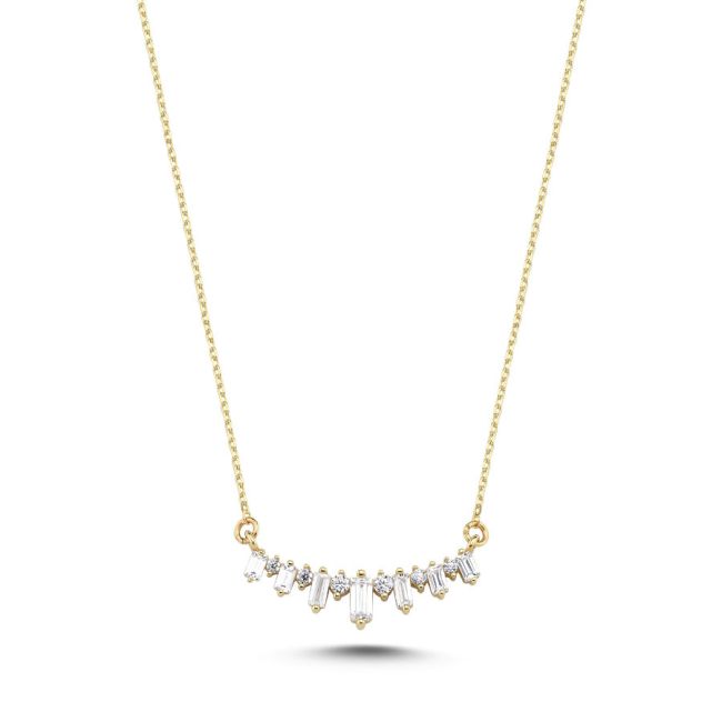 14 Carat Gold Baguette Bow Necklace - 1
