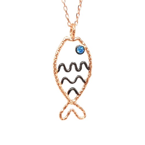 Balık Figürü Tasarım Gümüş Bayan Kolye - CNG Jewels