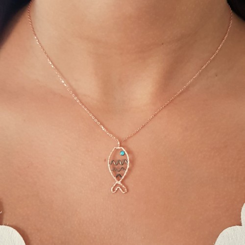 Balık Figürü Tasarım Gümüş Bayan Kolye - CNG Jewels (1)