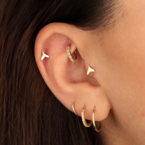 Balık Kuyruğu Altın Tragus Piercing - CNG Jewels (1)