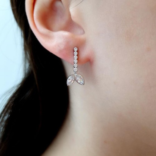 Balık Kuyruğu Markiz Gümüş Kadın Küpe - CNG Jewels