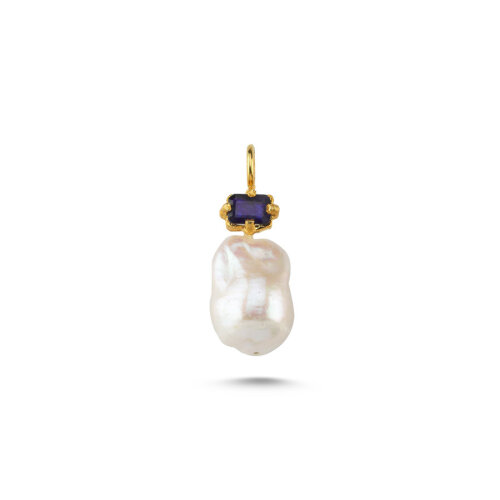 Barok İnci Natural Safir Taşlı Gümüş Kolye Ucu 