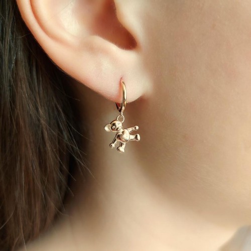 Bear Ayı Rose Gümüş Kadın Küpe - CNG Jewels