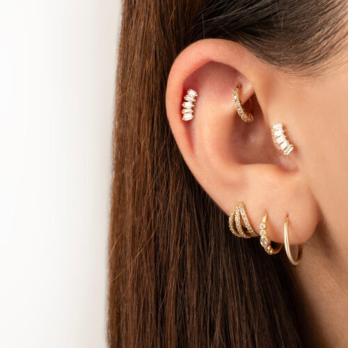 Beş Baget Taşlı Altın Tragus Piercing - CNG Jewels (1)