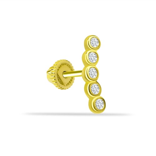Beş Taşlı Süzme Altın Helix Piercing - CNG Jewels