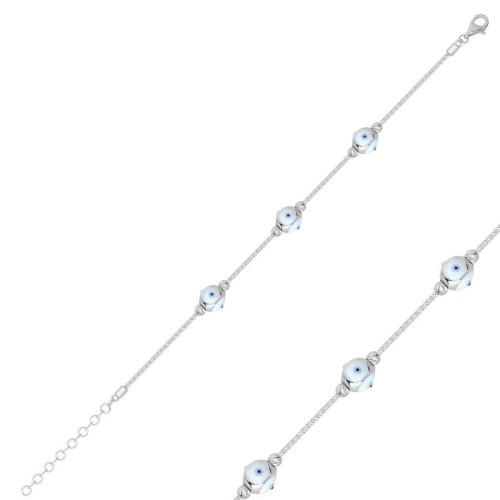 Beyaz Kübik Göz Gümüş Kadın Bileklik - CNG Jewels