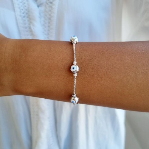 Beyaz Kübik Göz Gümüş Kadın Bileklik - CNG Jewels (1)