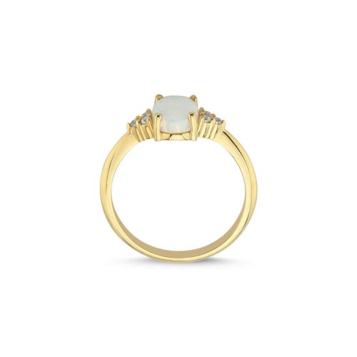 Beyaz Opal Taşlı 14 Ayar Altın Yüzük - CNG Jewels (1)