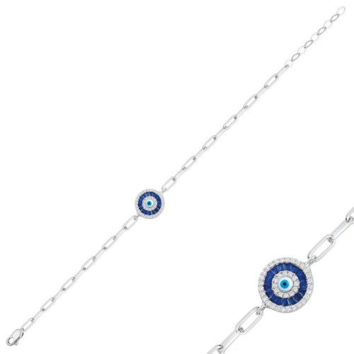 Blue Baget Göz Gümüş Kadın Bileklik - CNG Jewels