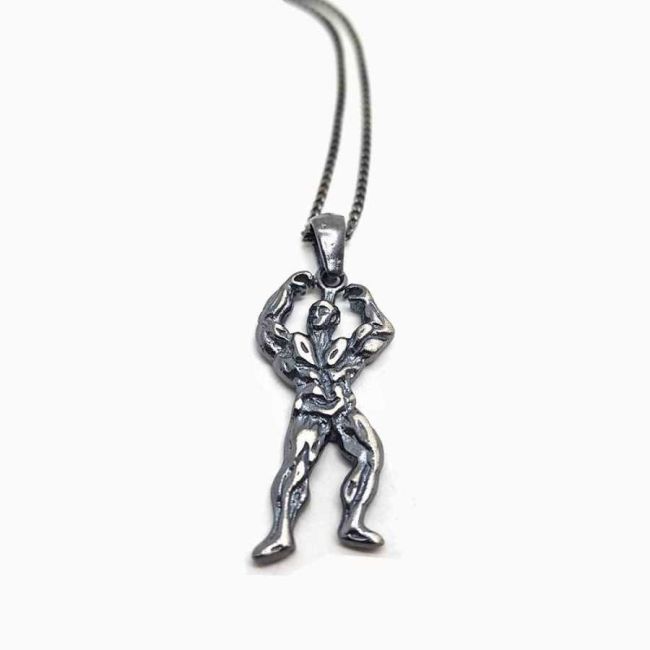 Body Building Men 925 Ayar Gümüş Erkek Kolye - 1