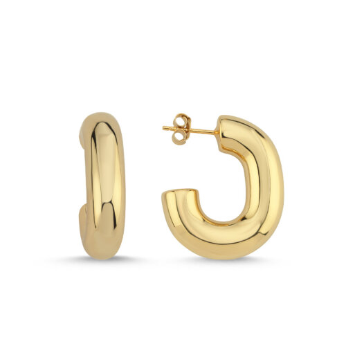 Bombe Yarım Halka Gold Kadın Gümüş Küpe - CNG Jewels