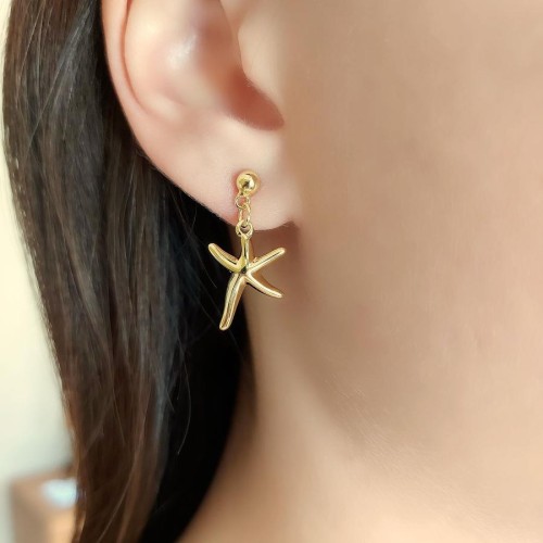 Domed Sea Star Gold Silver Women's Earrings 
