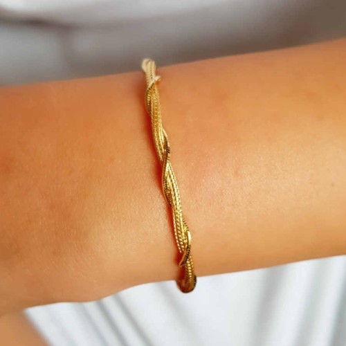 Burgu Zincir Altın Rengi Gümüş Bayan Bileklik - CNG Jewels