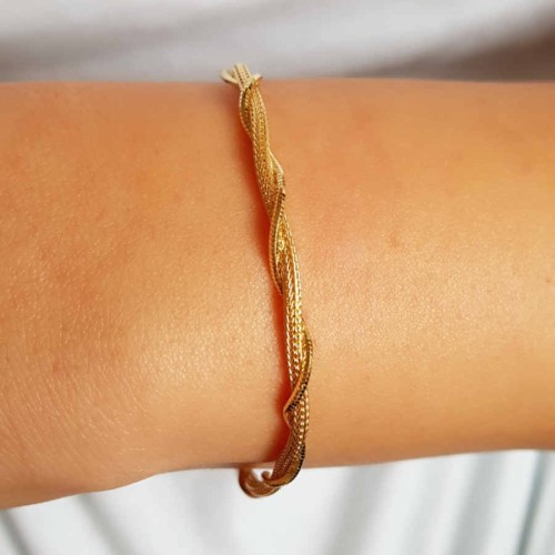 Burgu Zincir Altın Rengi Gümüş Bayan Bileklik - CNG Jewels (1)