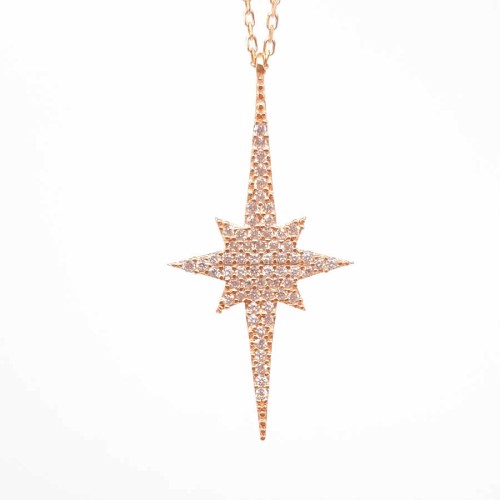 North Star Polar Star Rose Silver Women's Necklace 