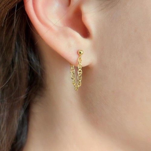 Cadena Zincir Gold Gümüş Kadın Küpe - CNG Jewels