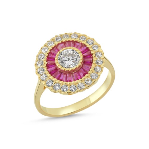 Calibre Yakut Gold Gümüş Kadın Serçe Parmak Yüzüğü - CNG Jewels