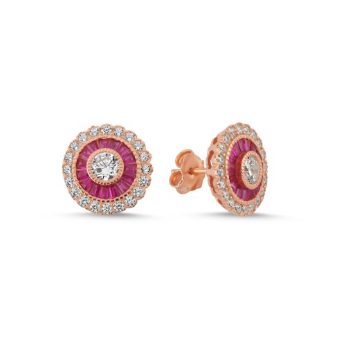 Calibre Yakut Rose Gümüş Kadın Küpe - CNG Jewels