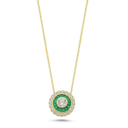 Calibre Zümrüt Gold Kadın Gümüş Kolye - CNG Jewels