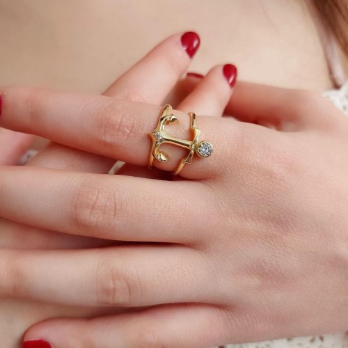 Çapa Gold Gümüş Kadın Yüzük - CNG Jewels