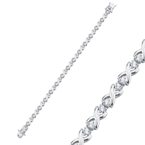 Cross Band Waterway Silver Bracelet - CNG Jewels