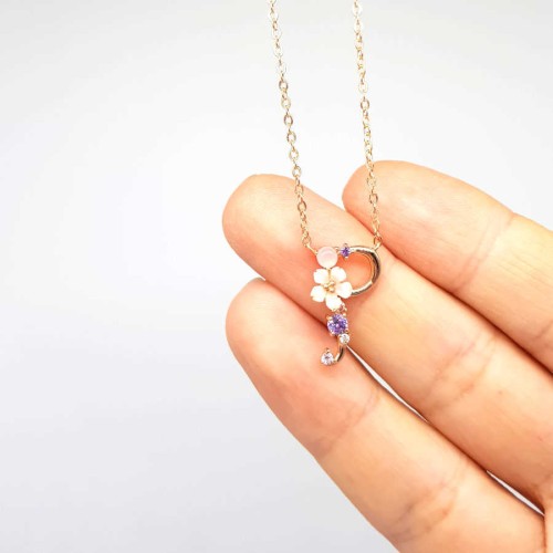 Floral Letter P Silver Women's Necklace 