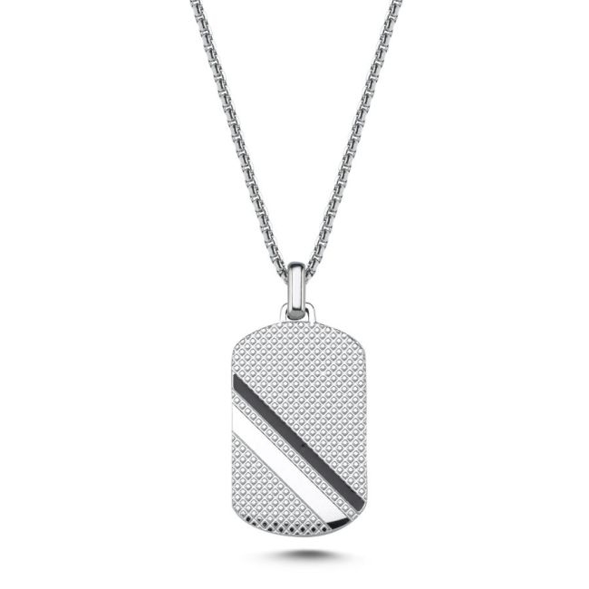 Çizgili Künye Çelik Erkek Kolye - CNG Jewels
