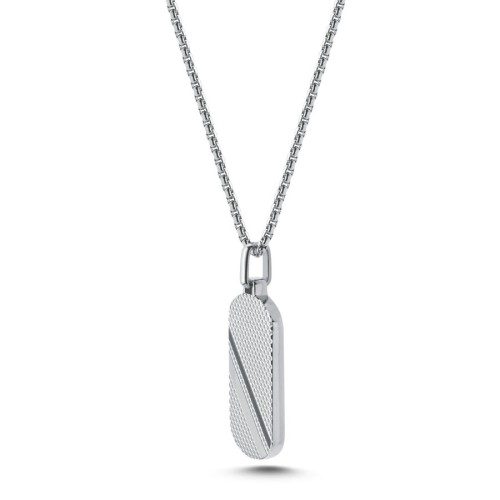 Çizgili Künye Çelik Erkek Kolye - CNG Jewels (1)
