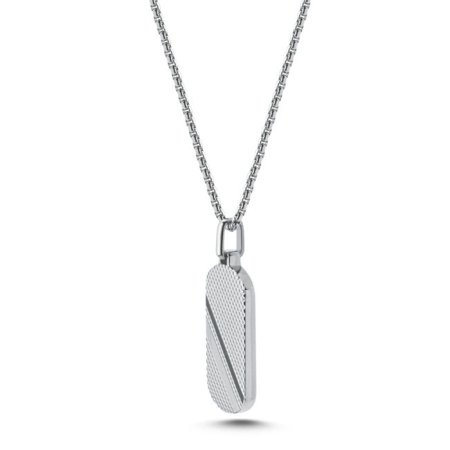 Çizgili Künye Çelik Erkek Kolye - CNG Jewels (1)