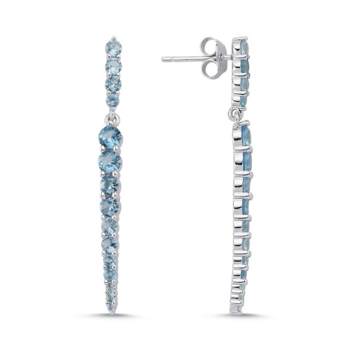 Dangling Blu Clara Women's Silver Earrings - CNG Jewels