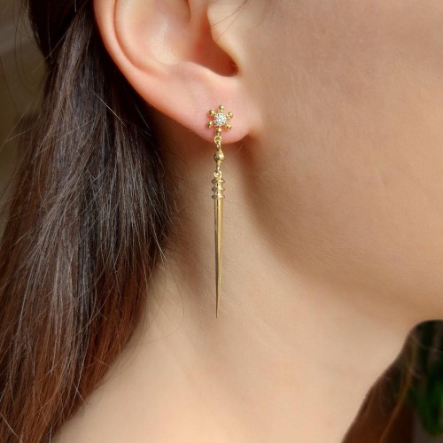 Clavo Gold Gümüş Kadın Küpe - CNG Jewels