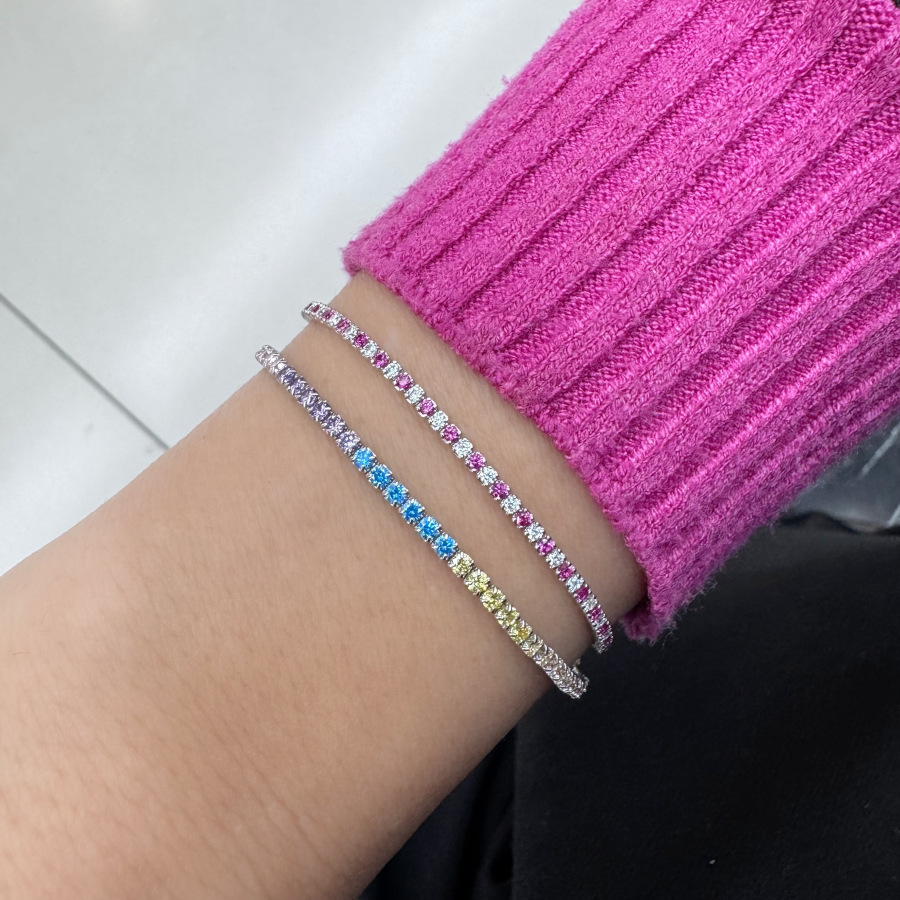 Çok Renkli Minimal Gümüş Su Yolu Bileklik - CNG Jewels (1)