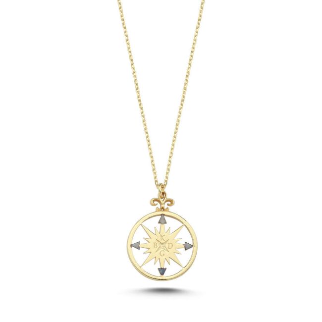 14 Carat Gold Compass Women's Necklace - 1