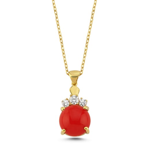 Corallo Mercan Kadın Gümüş Kolye - CNG Jewels