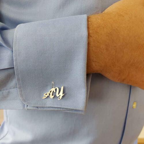  Custom Handwritten Silver Two Letter Cufflinks - CNG Jewels (1)