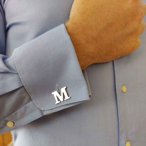 Custom Large Size Silver Letter Cufflinks - CNG Jewels (1)