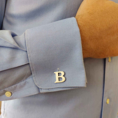 Custom Large Size Silver Letter Cufflinks - 3